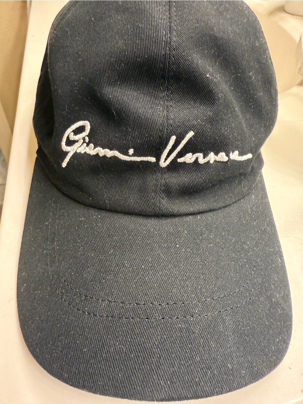 Versace Black Baseball Cap With White Embroidered Logo